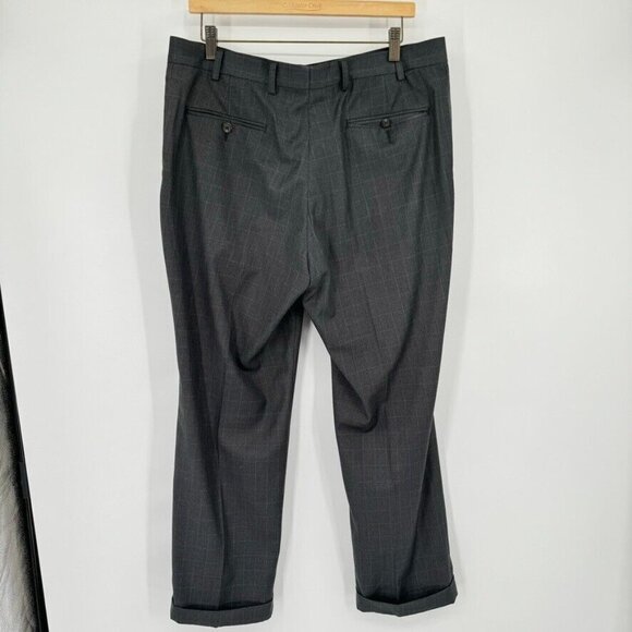 Ralph Ralph Lauren Men's Trouser Dress Pants Plaid Gray cuffed size 36 x 30 - Picture 8 of 12